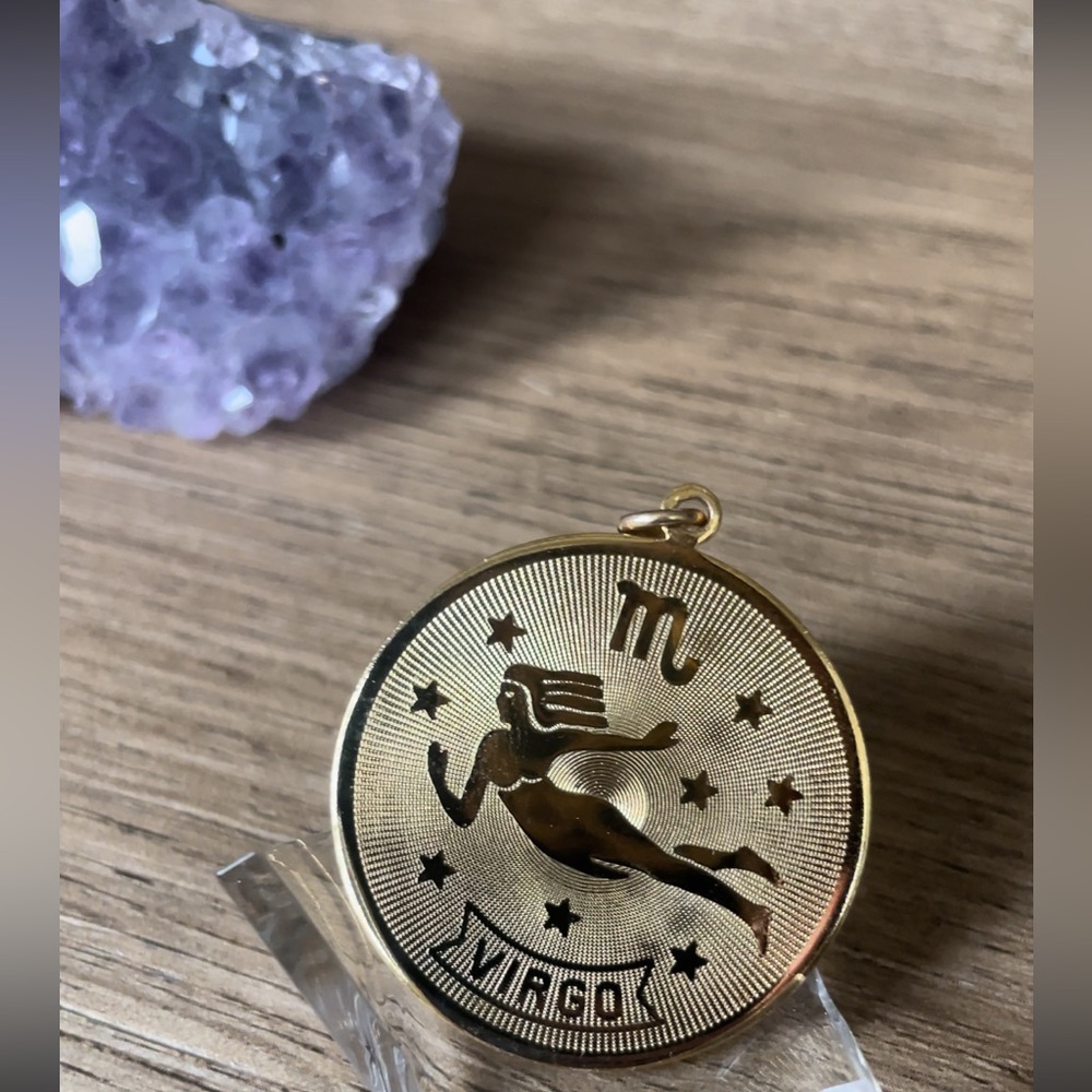 Zodiac Medallion Necklace. Virgo, ErinFader brand.